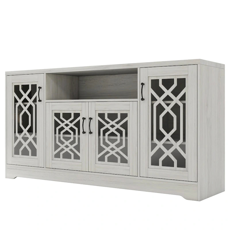 TV Stand for 65+ Inch TV, Rustic Media Console with Storage Shelves, Wood Television Stand for Living Room