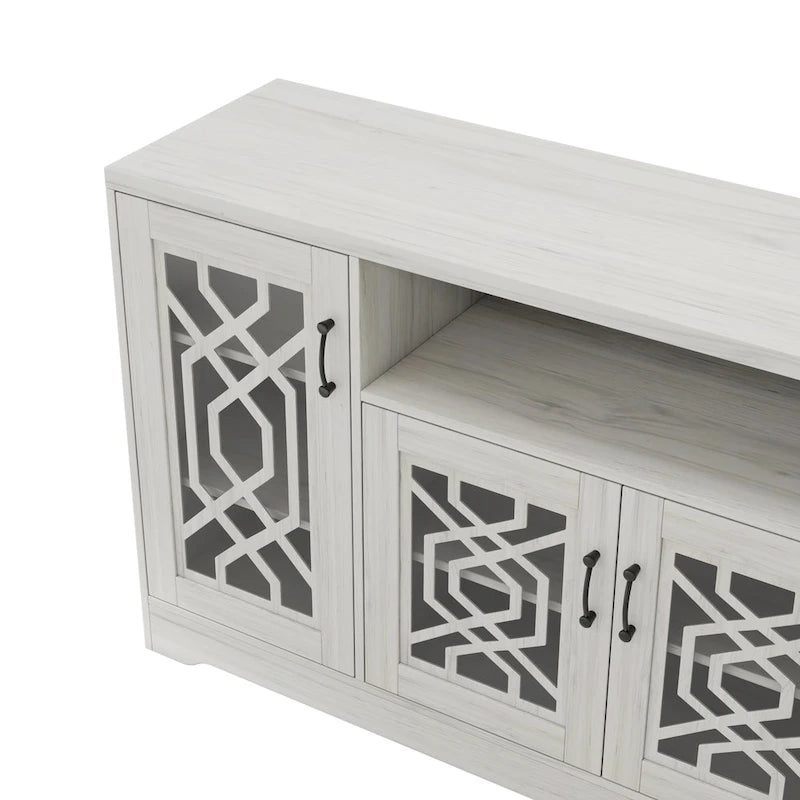 TV Stand for 65+ Inch TV, Rustic Media Console with Storage Shelves, Wood Television Stand for Living Room