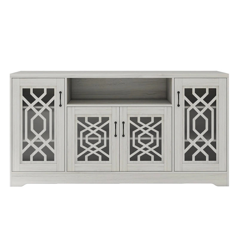 TV Stand for 65+ Inch TV, Rustic Media Console with Storage Shelves, Wood Television Stand for Living Room