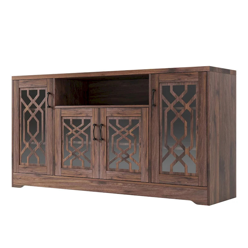 TV Stand for 65+ Inch TV, Rustic Media Console with Storage Shelves, Wood Television Stand for Living Room