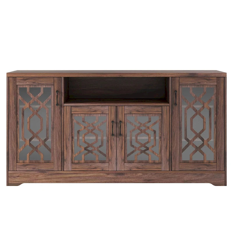 TV Stand for 65+ Inch TV, Rustic Media Console with Storage Shelves, Wood Television Stand for Living Room