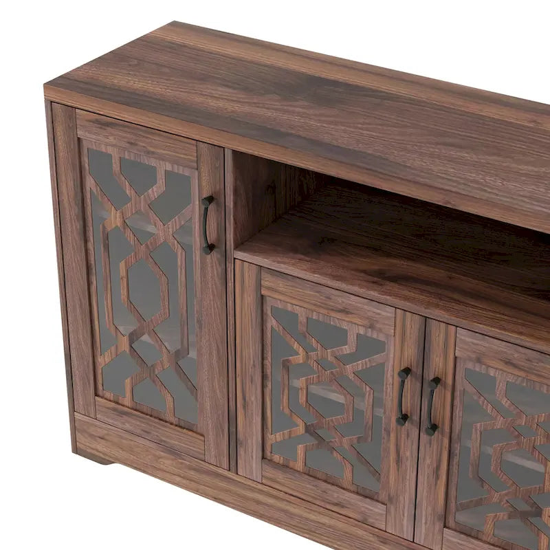 TV Stand for 65+ Inch TV, Rustic Media Console with Storage Shelves, Wood Television Stand for Living Room
