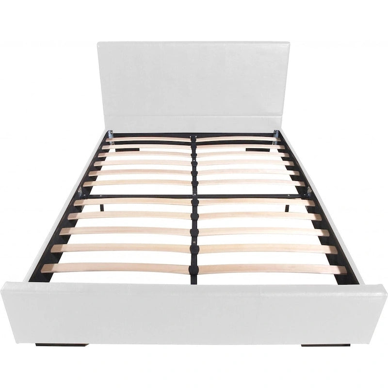 Wit bedframe van imitatieleer voor kingsize bed met hoofdbord