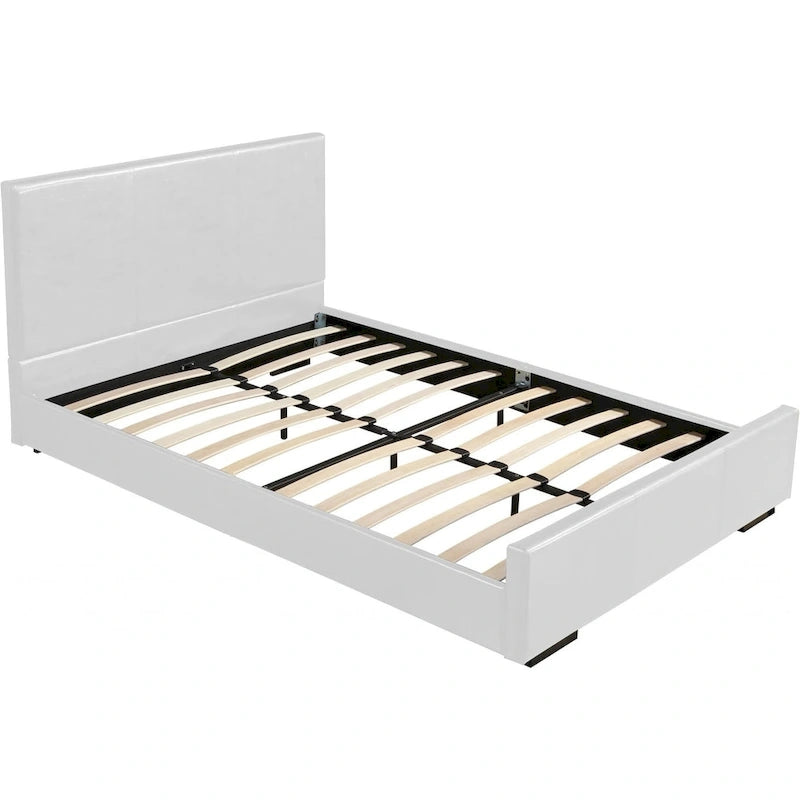 White Faux Leather King Bed Frame with Headboard