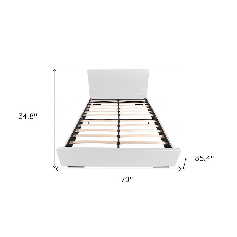 Wit bedframe van imitatieleer voor kingsize bed met hoofdbord
