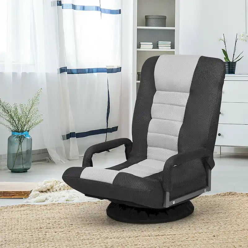 360-Degree Swivel Gaming Floor Chair with Foldable Adjustable Backrest