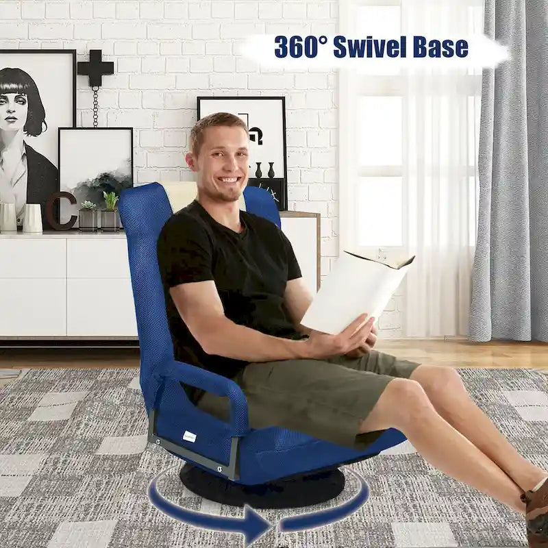 360-Degree Swivel Gaming Floor Chair with Foldable Adjustable Backrest