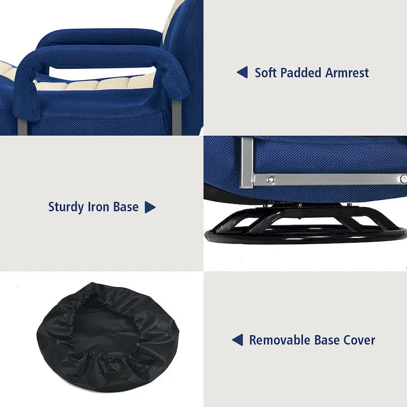 360-Degree Swivel Gaming Floor Chair with Foldable Adjustable Backrest
