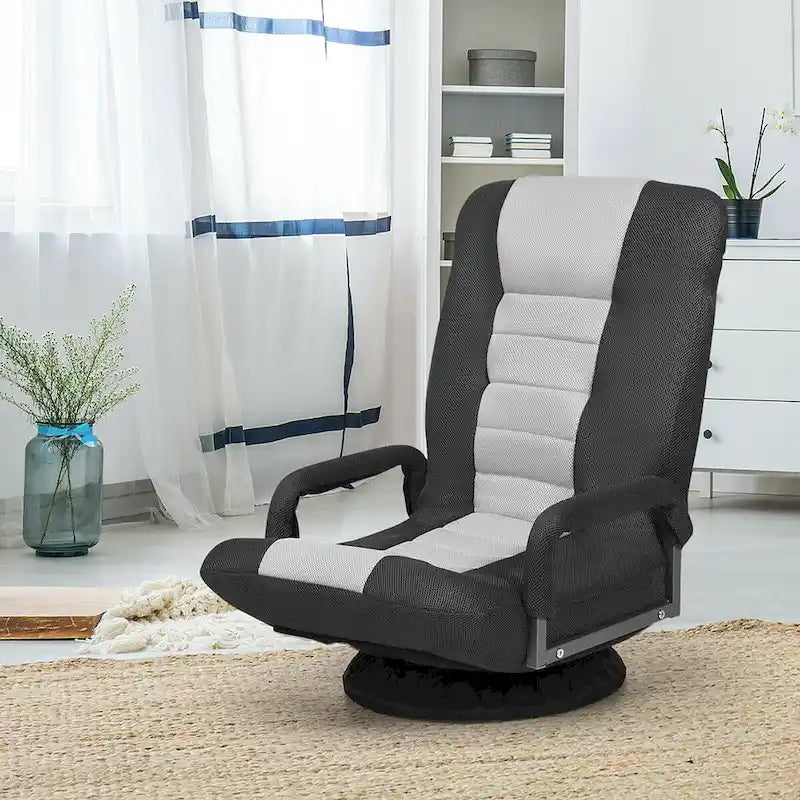 360-Degree Swivel Gaming Floor Chair with Foldable Adjustable Backrest