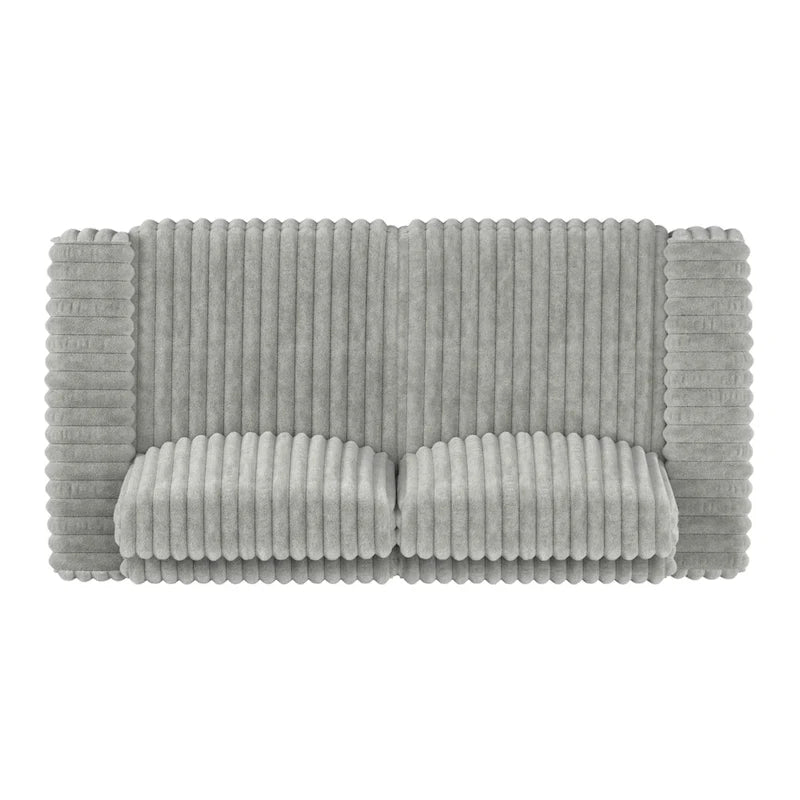 Furry Channel Fabric Loveseat with Feather Cushions