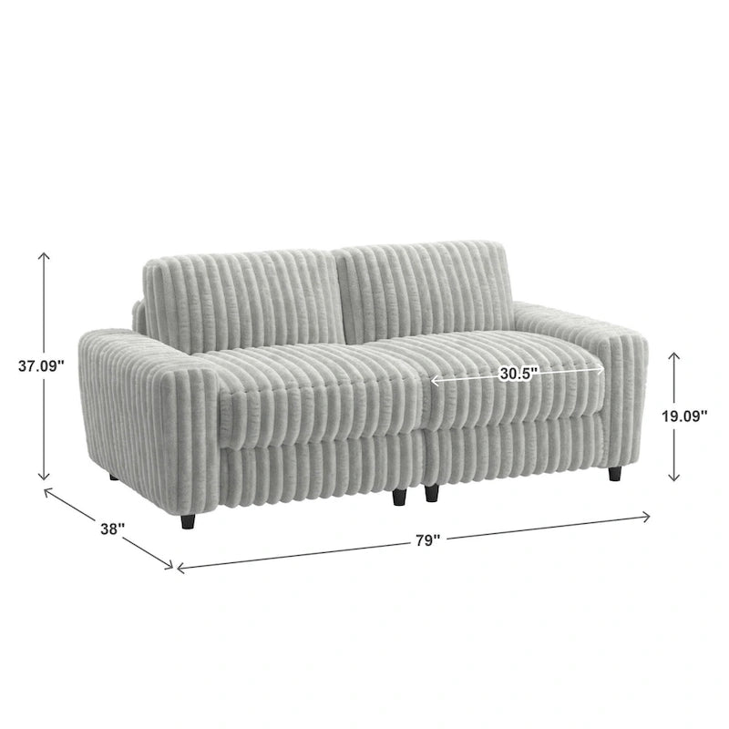 Causeuse en tissu chenille à effet pelucheux avec coussins en plumes