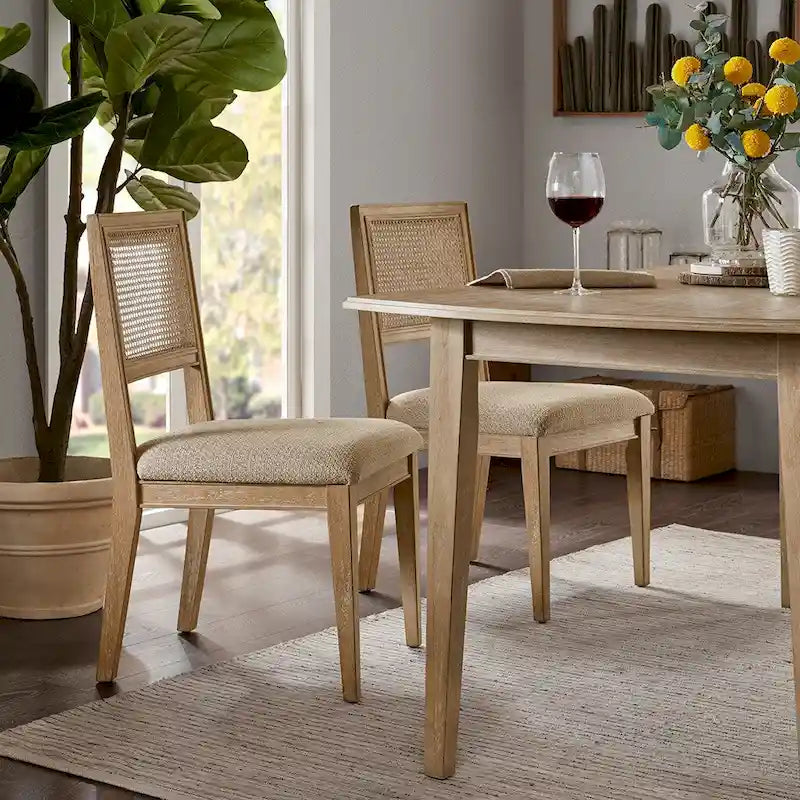 Cane-Back Farmhouse Dining Chairs, Set of 2