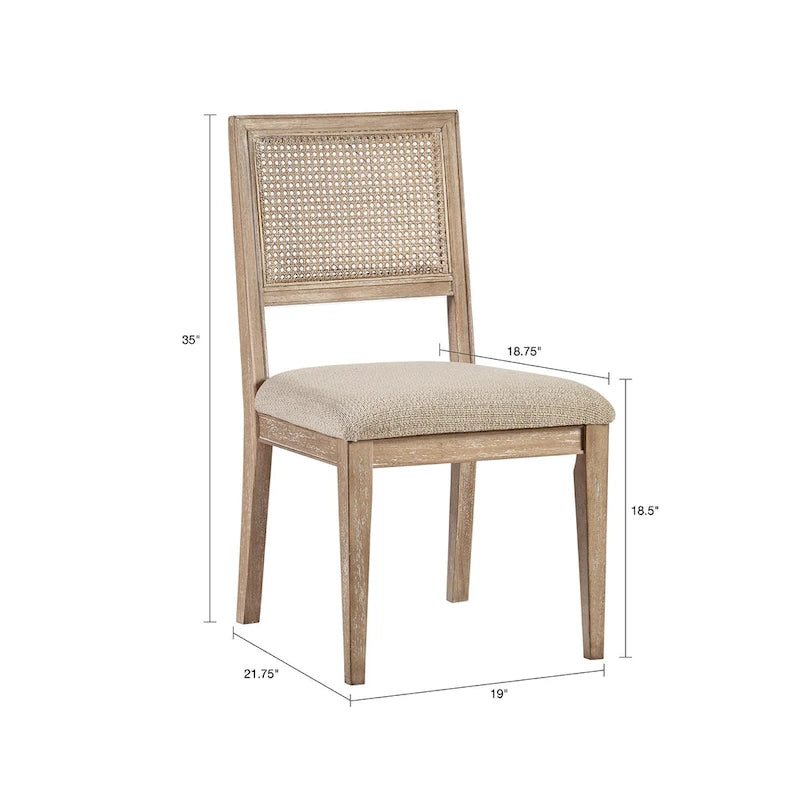 Cane-Back Farmhouse Dining Chairs, Set of 2