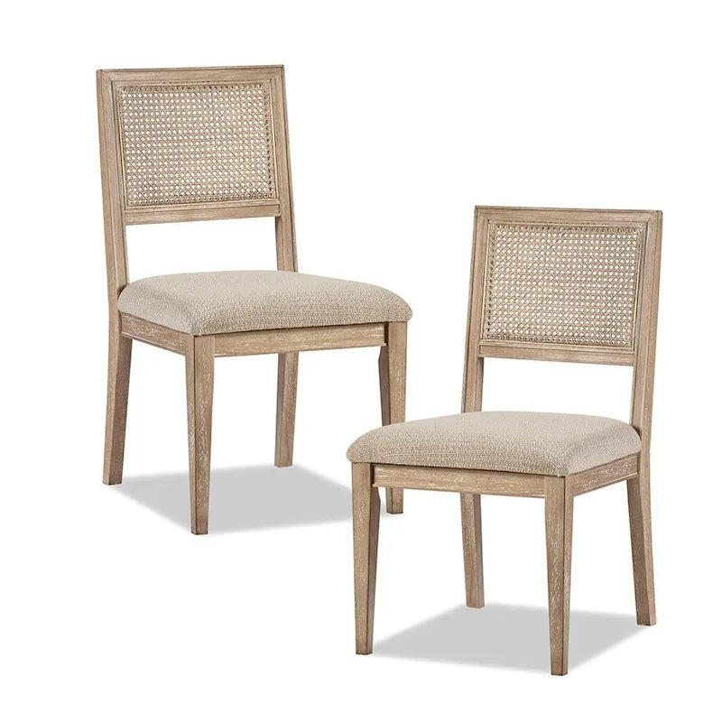 Cane-Back Farmhouse Dining Chairs, Set of 2