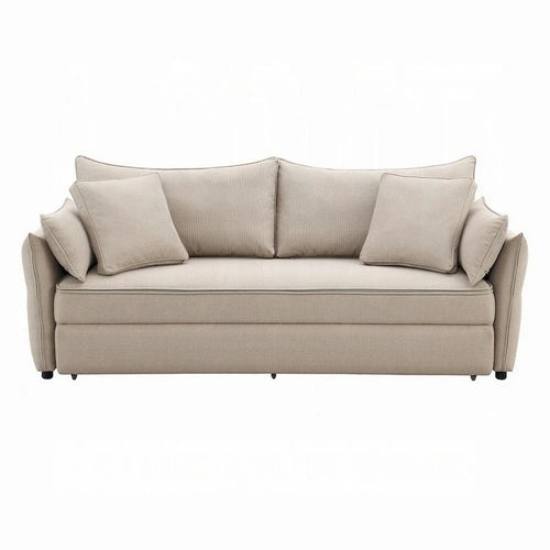 87-Inch Beige Sleeper Sofa with Full-Size Pull-Out Bed