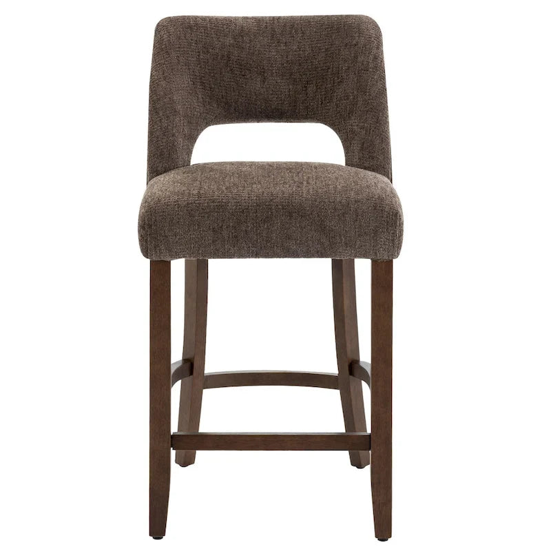 Set of 2 Wooden Bar Stools with Footrest