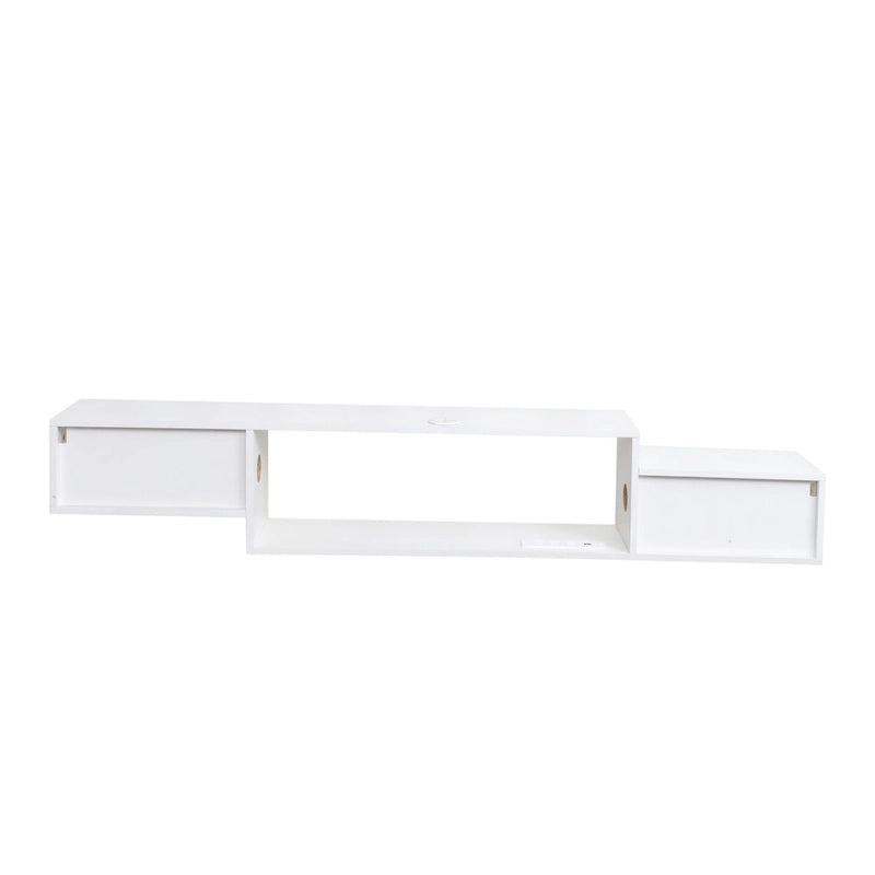 Modern Floating TV Stand with 3 Tier Shelves and 20 Color LEDs for Wall Mounted Home Theater and Office