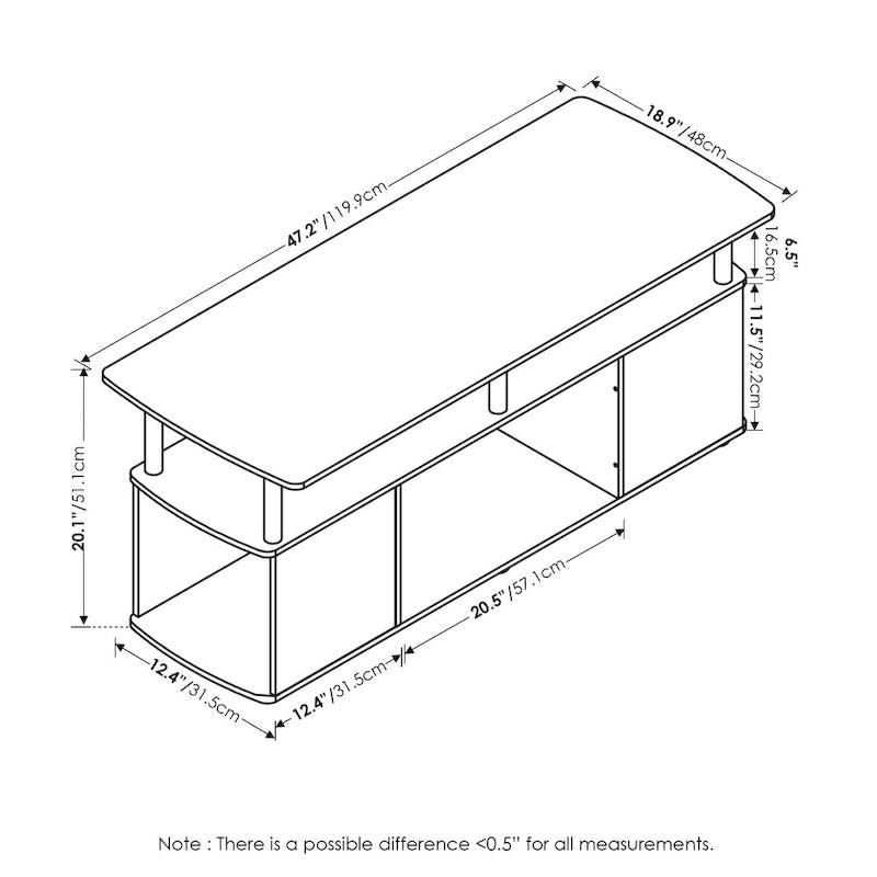 Coffee Table with Built-In Storage Shelves