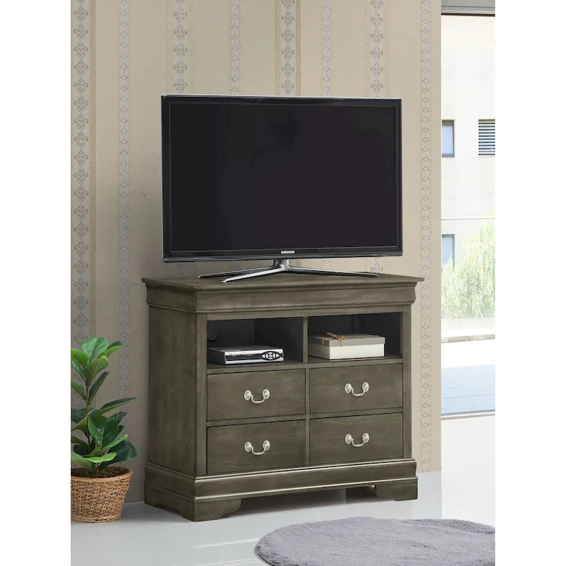 Traditional Wooden Media Chest with Four Drawers