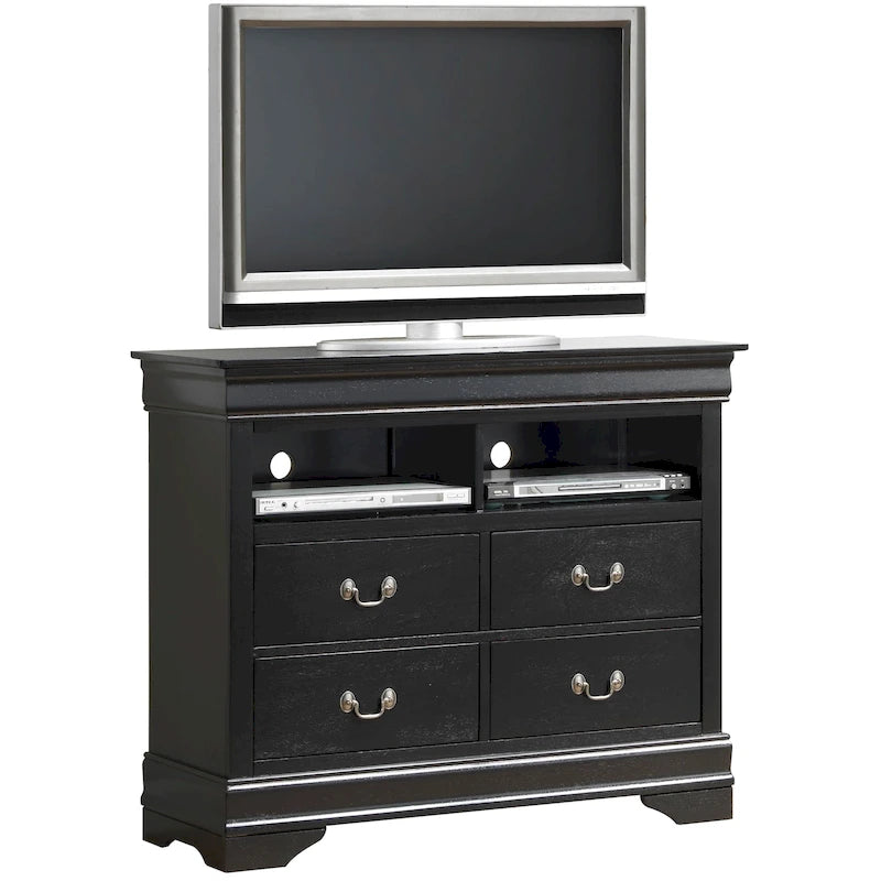 Traditional Wooden Media Chest with Four Drawers