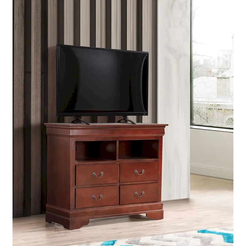 Traditional Wooden Media Chest with Four Drawers