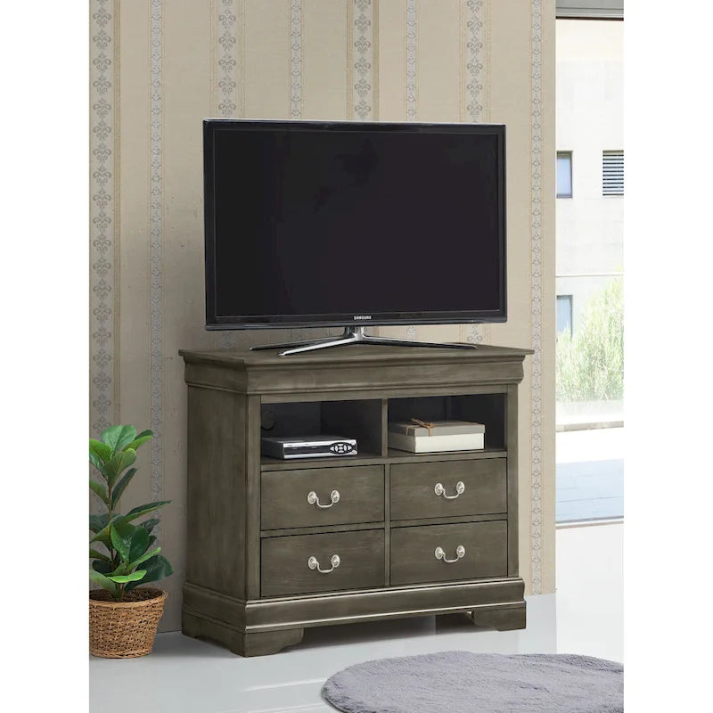Traditional Wooden Media Chest with Four Drawers