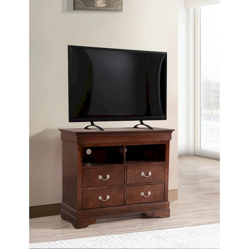 Traditional Wooden Media Chest with Four Drawers
