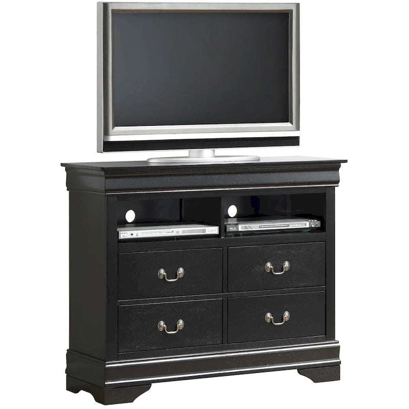 Traditional Wooden Media Chest with Four Drawers