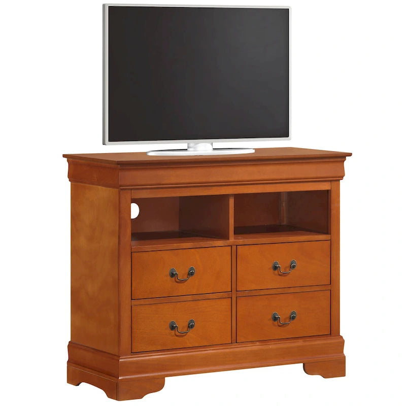 Traditional Wooden Media Chest with Four Drawers