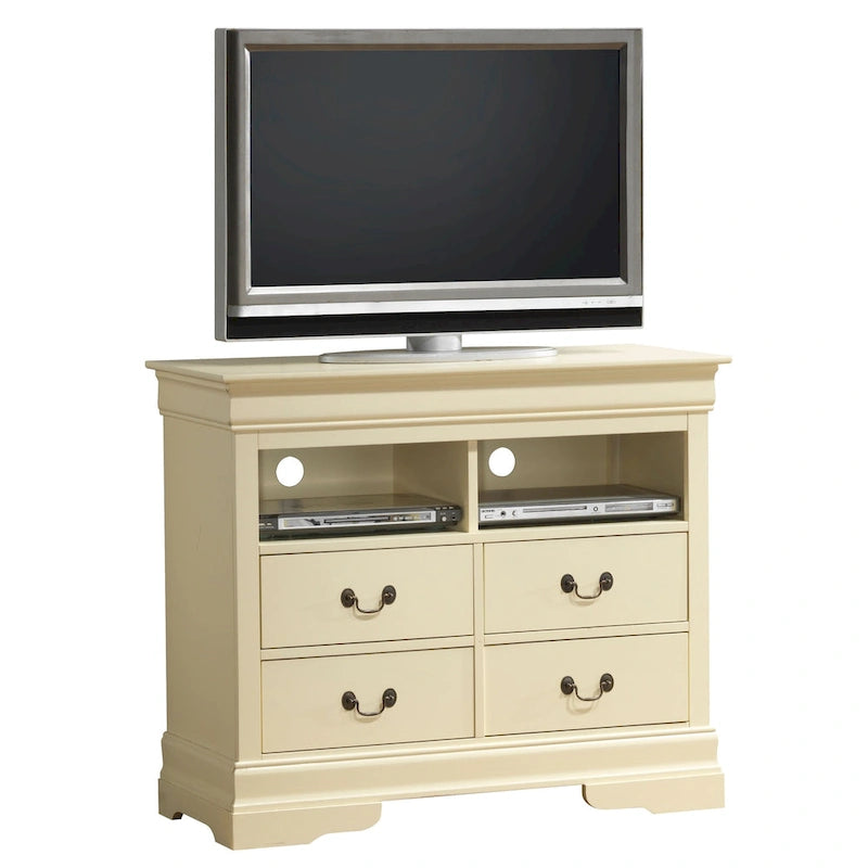 Traditional Wooden Media Chest with Four Drawers