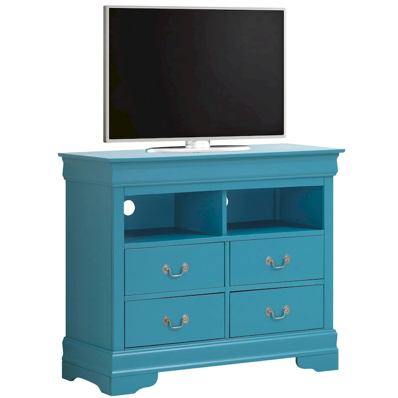 Traditional Wooden Media Chest with Four Drawers