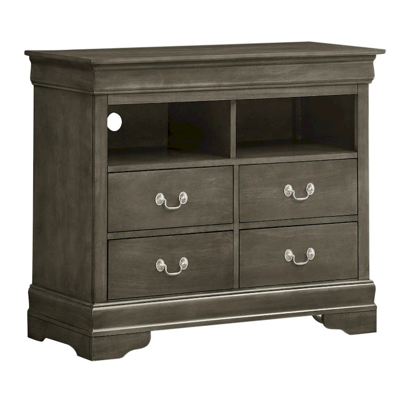 Traditional Wooden Media Chest with Four Drawers