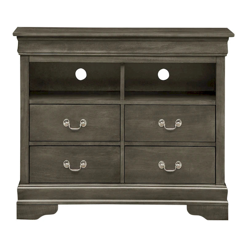 Traditional Wooden Media Chest with Four Drawers