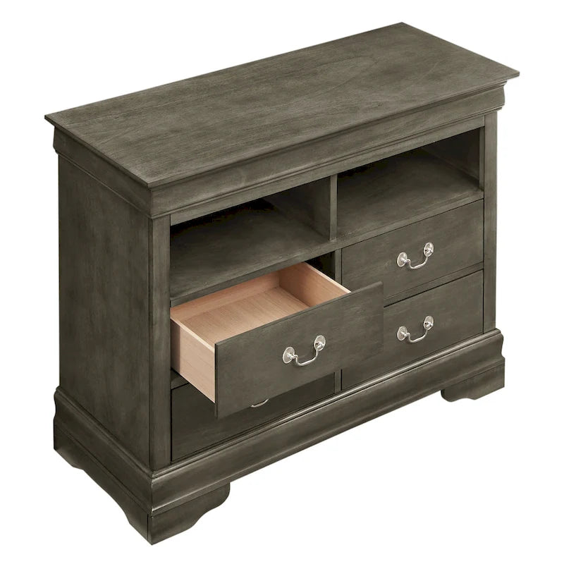 Traditional Wooden Media Chest with Four Drawers
