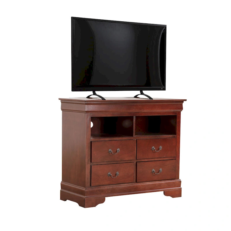 Traditional Wooden Media Chest with Four Drawers