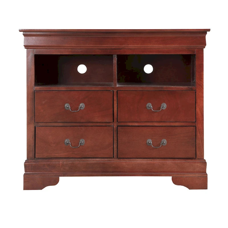 Traditional Wooden Media Chest with Four Drawers
