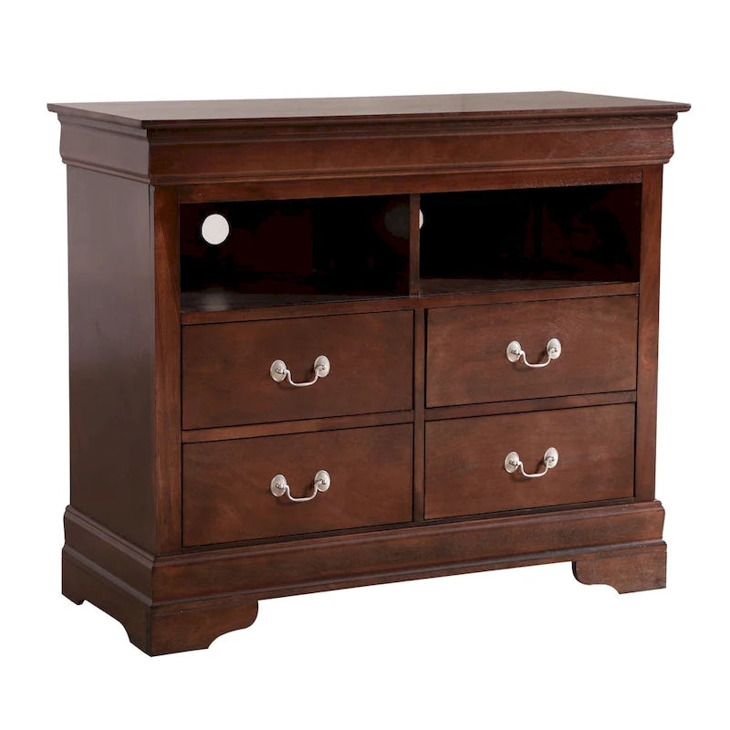 Traditional Wooden Media Chest with Four Drawers