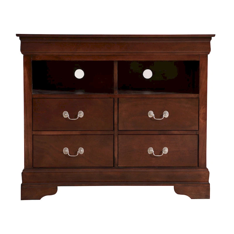 Traditional Wooden Media Chest with Four Drawers