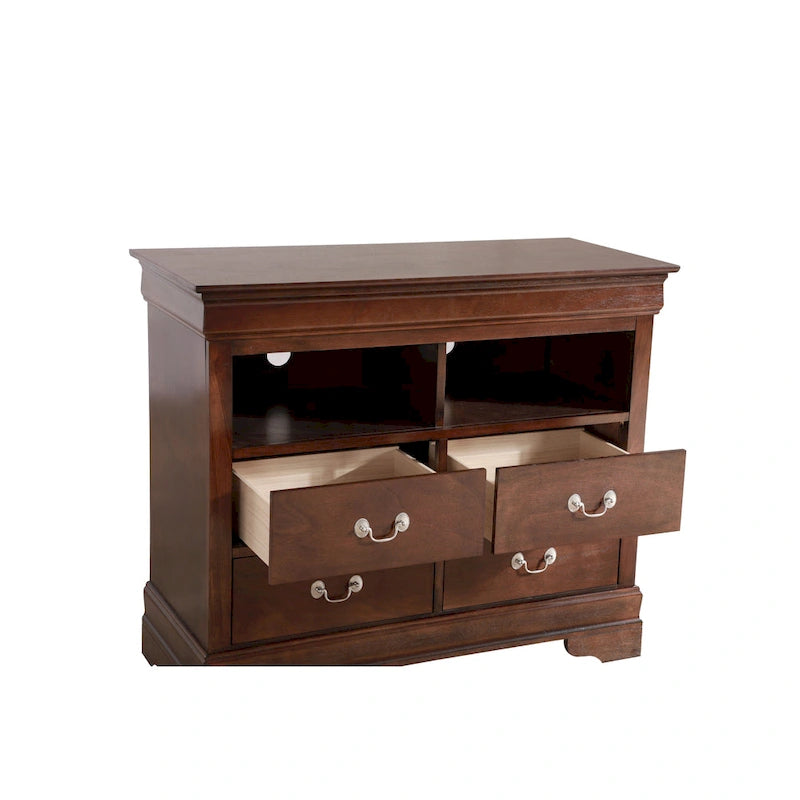 Traditional Wooden Media Chest with Four Drawers