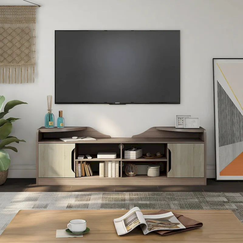 72-Inch Rustic Two-Tone TV Console with Storage