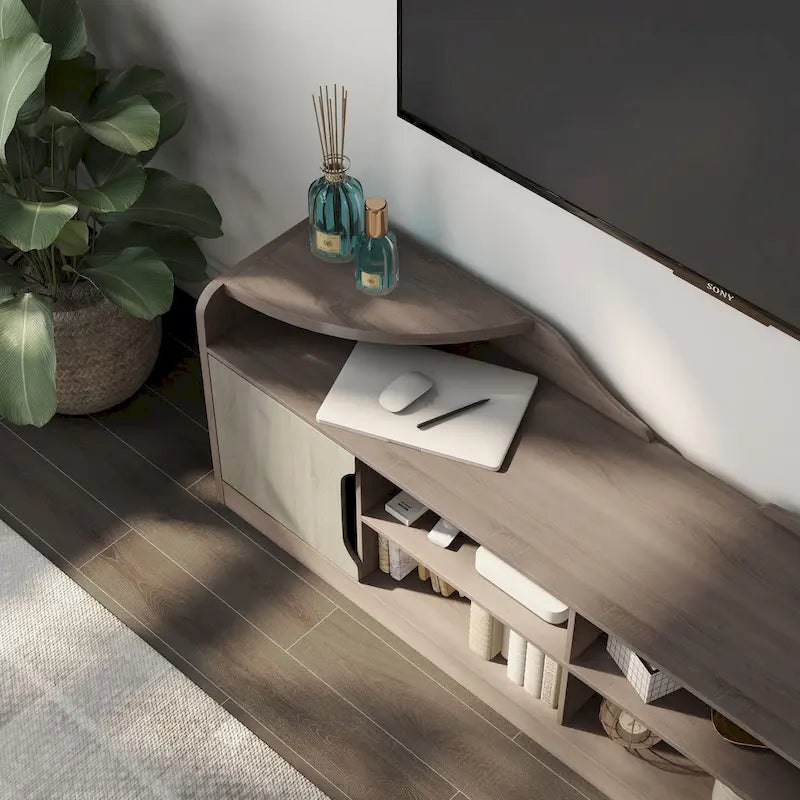 72-Inch Rustic Two-Tone TV Console with Storage