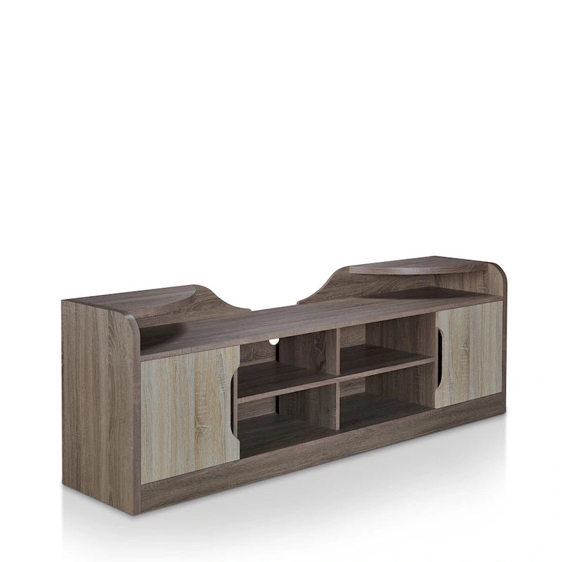 Meuble TV rustique bicolore de 72 pouces avec rangement