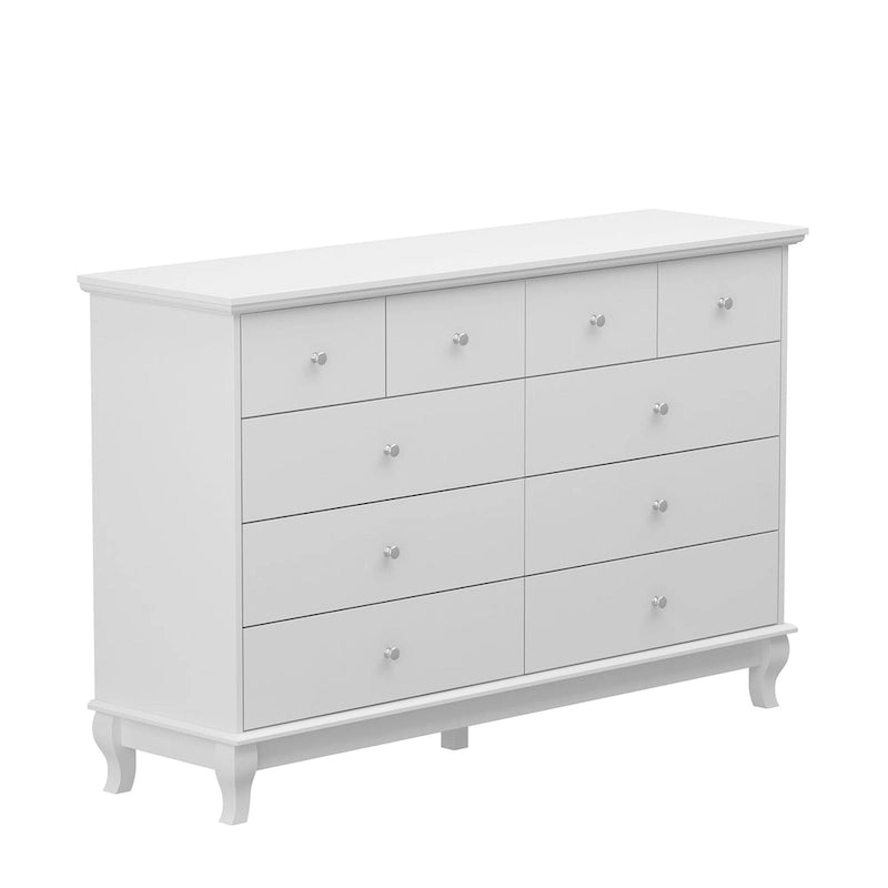 White Lacquer-Finish 10-Drawer Dresser