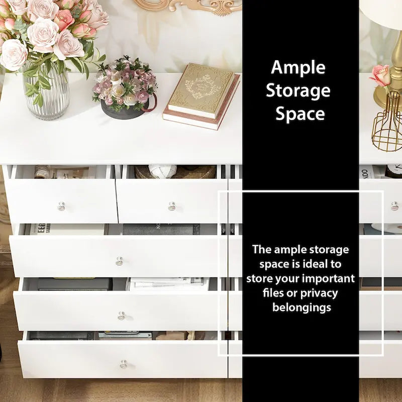 White Lacquer-Finish 10-Drawer Dresser
