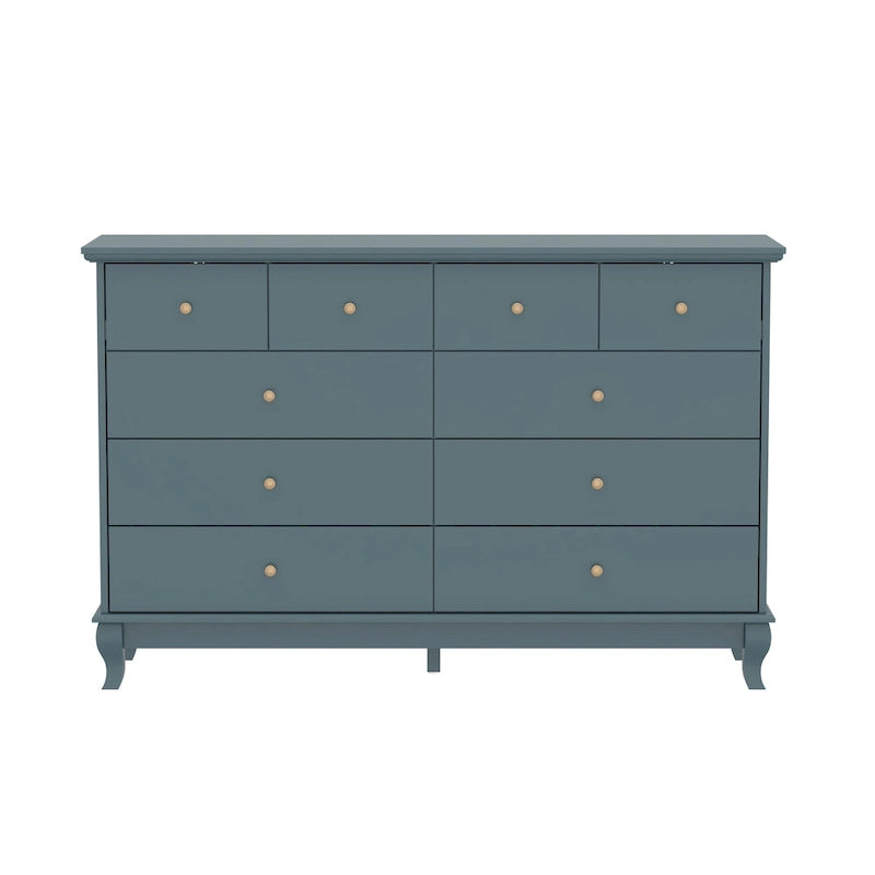 White Lacquer-Finish 10-Drawer Dresser