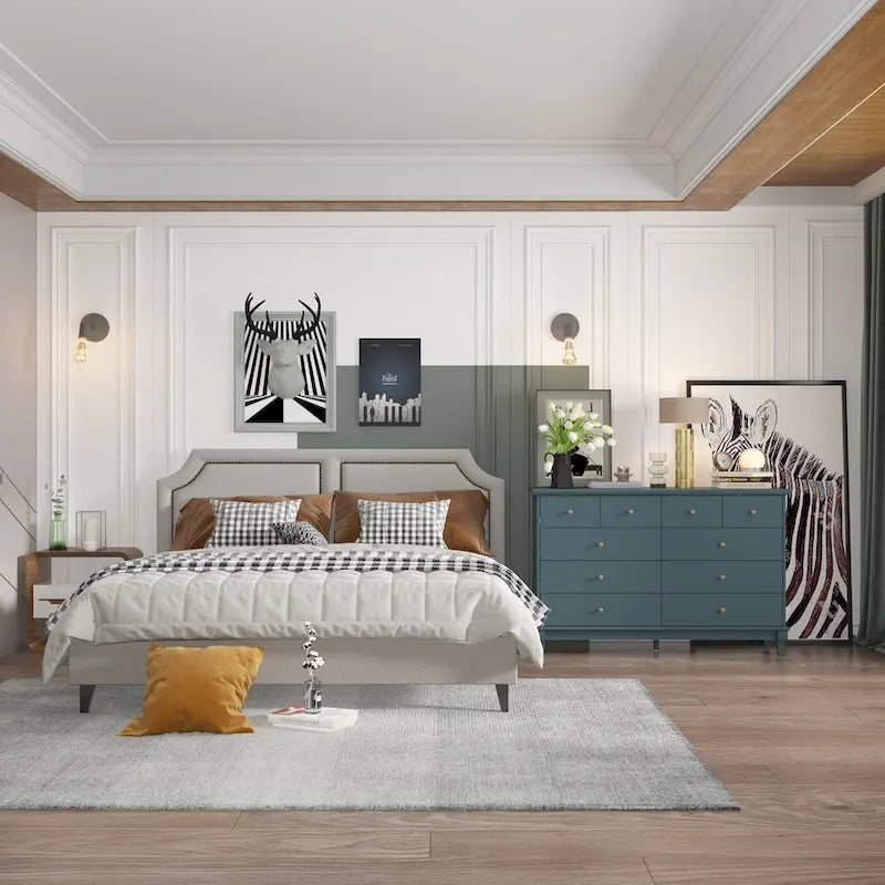 White Lacquer-Finish 10-Drawer Dresser
