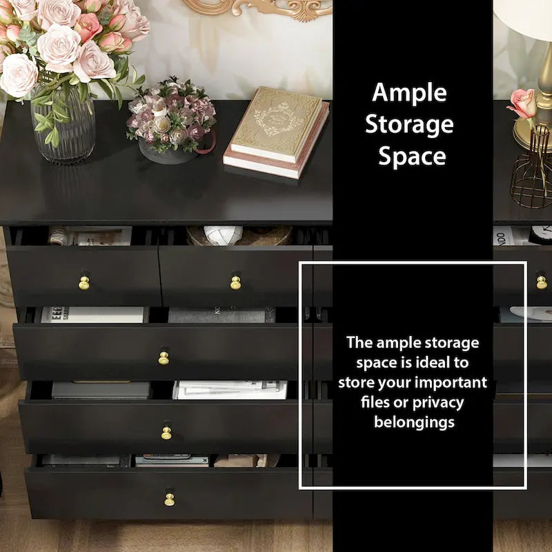 White Lacquer-Finish 10-Drawer Dresser
