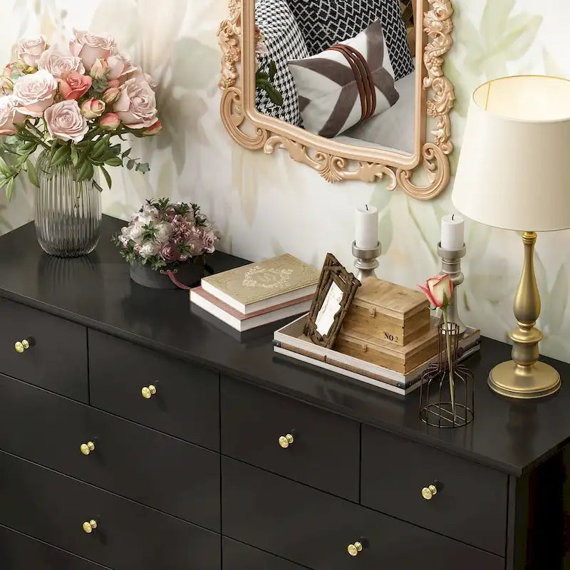 White Lacquer-Finish 10-Drawer Dresser