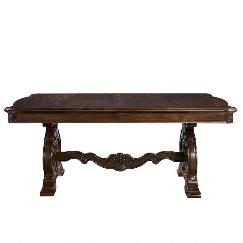 96-Inch Extendable Traditional Dining Table in Warm Pecan
