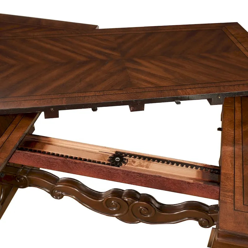 96-Inch Extendable Traditional Dining Table in Warm Pecan